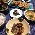 和食な晩ごはん♡…秋刀魚の生姜煮・豆腐がんも・春菊の梅おかかあえ