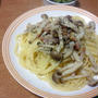 きのことベーコンのシンプルパスタ。