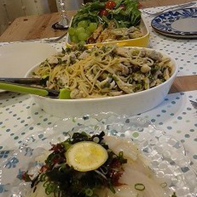 結婚記念日は、フキノトウと塩麹鶏のパスタで♪