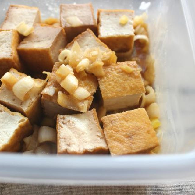 4分でできる節約おかず。あつあげとネギのバターポン酢