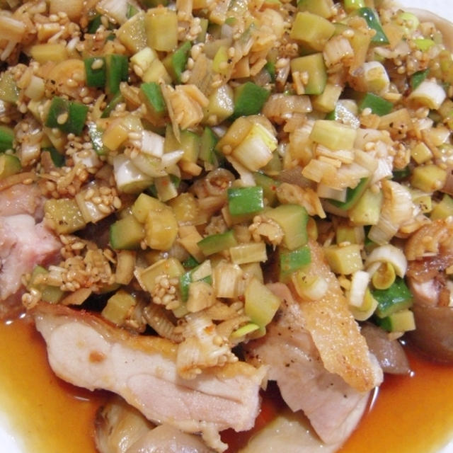 鶏肉とエリンギの中華風ネギソース