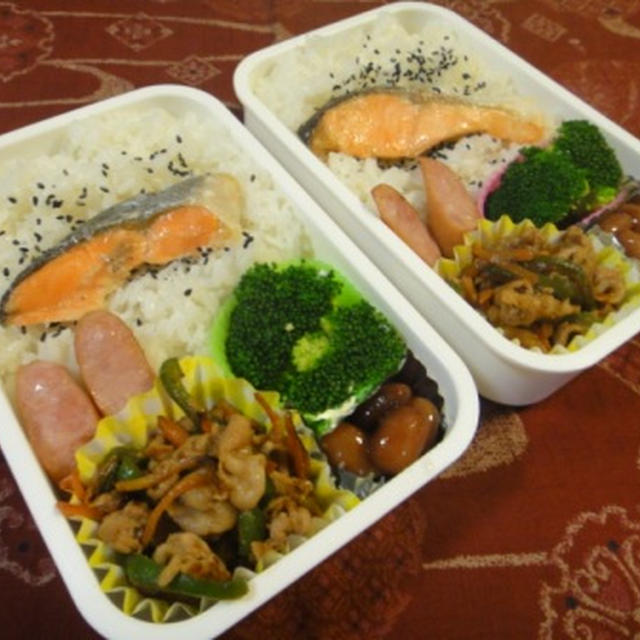 １月３１日　鮭　と　焼肉　～　メタボ＠ダーリン　＆　高３＠ガブ弁当