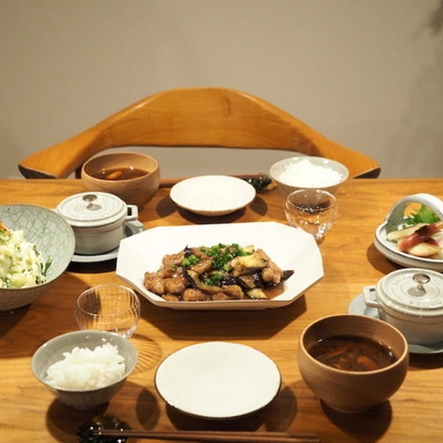 豚ロースと茄子のオイスター炒めとかの夜ごはん