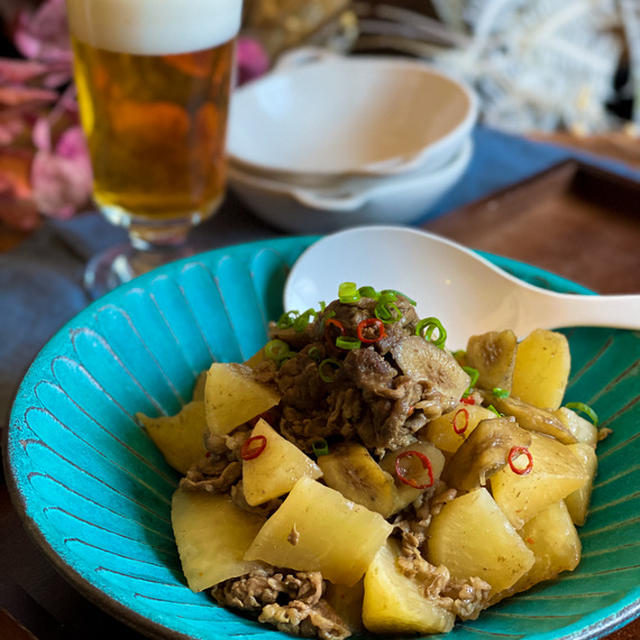 味付け簡単！お肉の旨味とホクじゅわぁ〜な大根とこく旨ゴボウのハーモニーなオカズ﻿