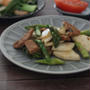 かぶと大豆ミートとアスパラの塩昆布炒め
