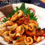 「胡麻油が香る＊イカのキムチ炒め」