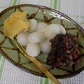 いもあんと小倉あんで食べる白玉団子