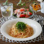 たらこパスタとサラダ2種