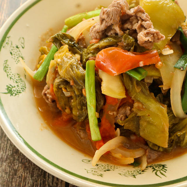 ベトナム風高菜と牛肉の炒め。　　