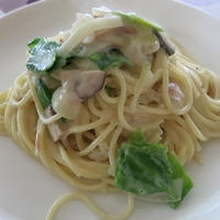 マ・マー早ゆでパスタレシピ「ベーコンとキャベツのクリーミーパスタ」