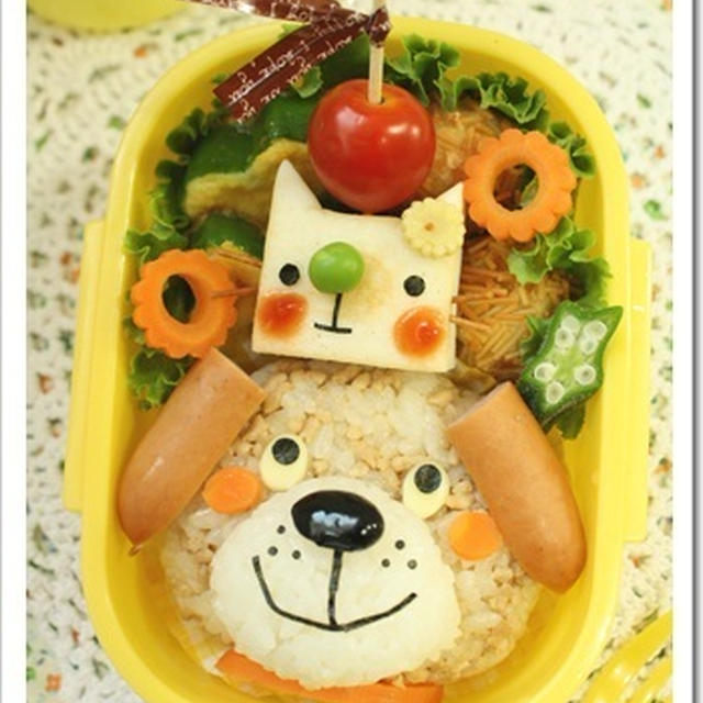 【掲載キャラ弁】ワンちゃん＆ネコちゃん弁当