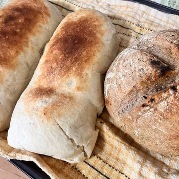 グリルでパン焼きリベンジと編み物進捗状況