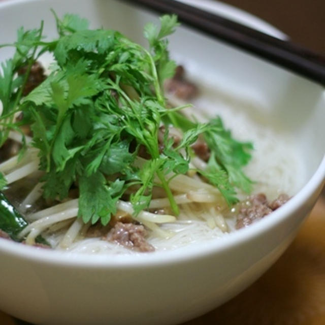 東南アジアの汁ビーフン。