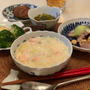 鮭のミルクシチュー、豚肉と青梗菜のぽん酢ペパー炒め✨