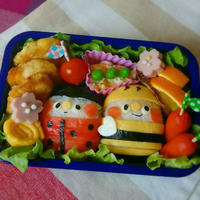 キャラ弁♪春の虫くんおにぎり弁当♡