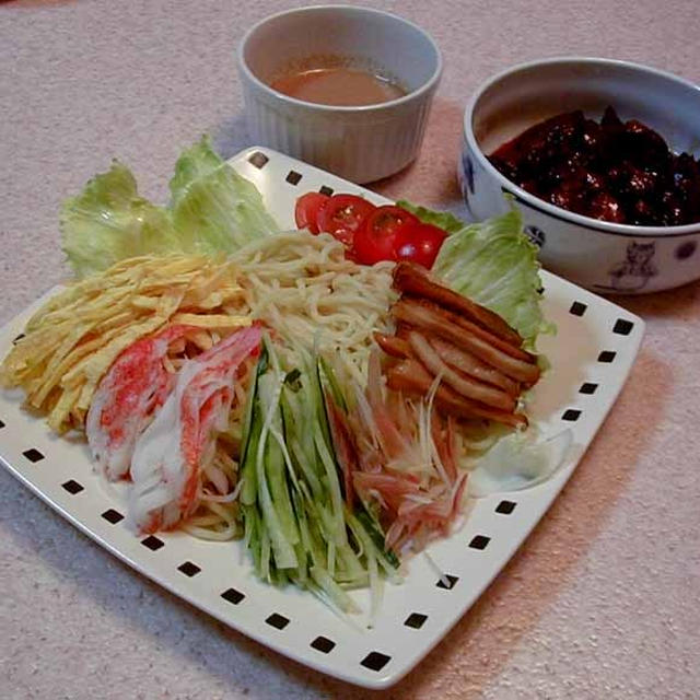 冷やし中華＆鶏レバーの時雨煮