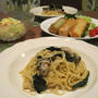 生パスタで♪牡蠣とほうれん草の和風パスタとイタリアン春巻き