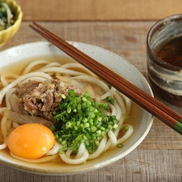 時間がないときの即席・肉うどん献立♪