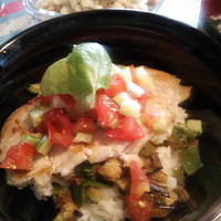 スパイスで、夏野菜と豚肉のヘルシー丼！！