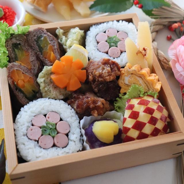 恵方巻きにいかがですか？「お花の飾り巻き寿司」
