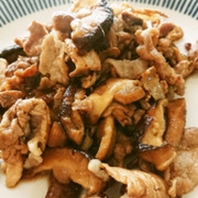 生椎茸と豚肉の生姜焼き
