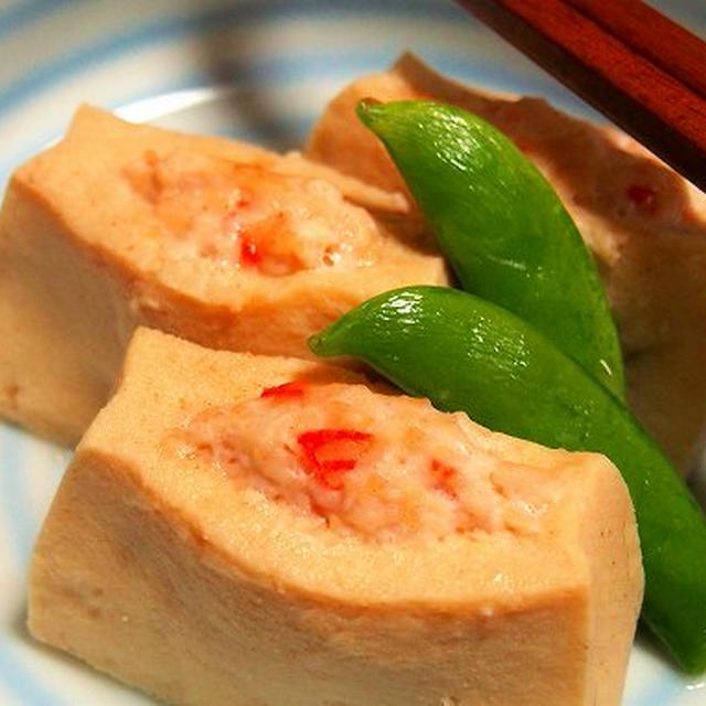 海老詰め高野豆腐の煮物 鶏ミンチでカサ増し By Jamkichiさん レシピブログ 料理ブログのレシピ満載