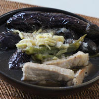 茄子と豚肉とオクラの揚げ浸し