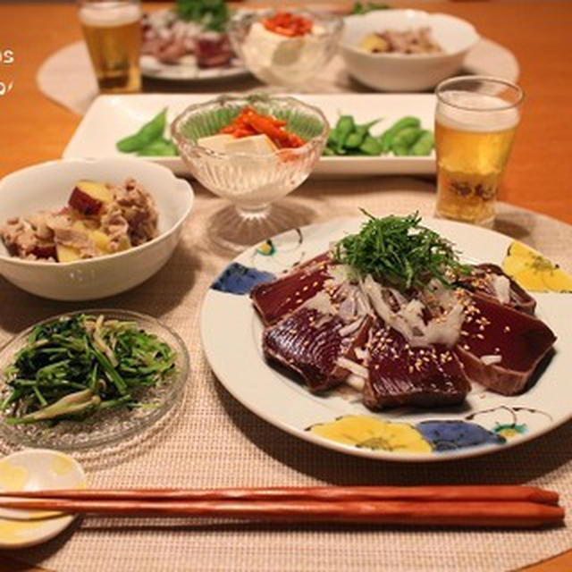『鰹のたたき』とストウブで『小さいおかず』の献立。