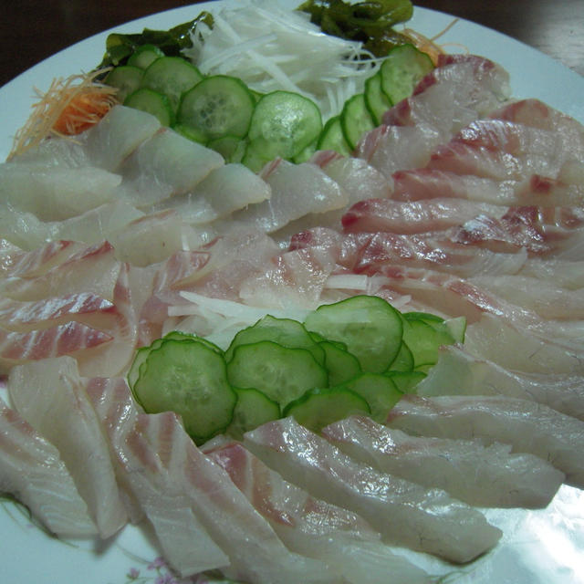 タイのお刺身＆あら炊き、母の手料理in萩