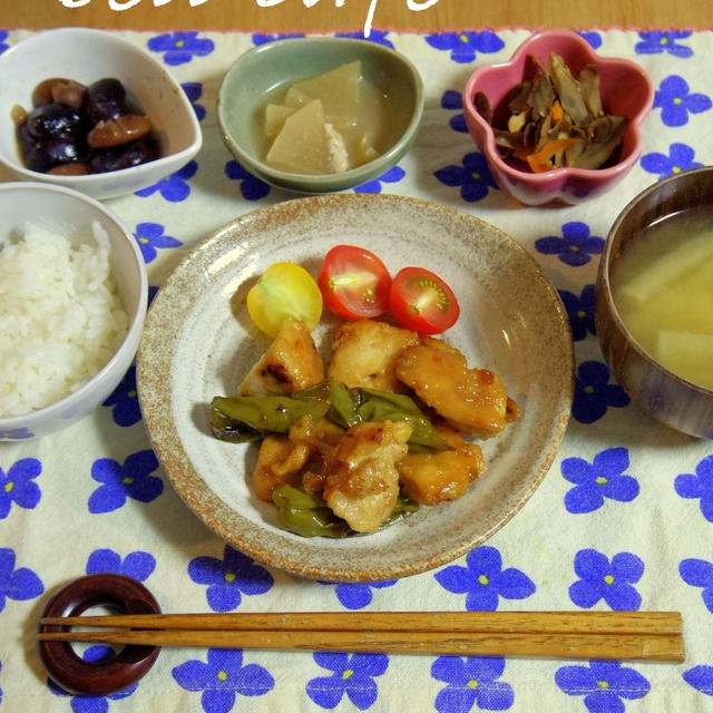 【作り置き】鶏胸肉とししとうの甘酢炒め