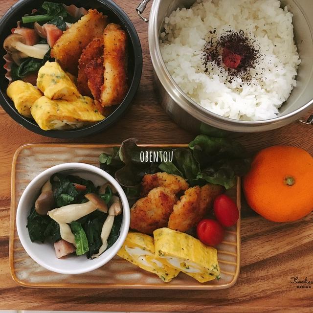 朝から雪！本日の3品お弁当