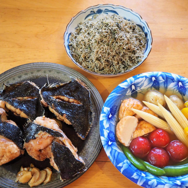 カレイの煮つけ・夏野菜の冷やしおでん