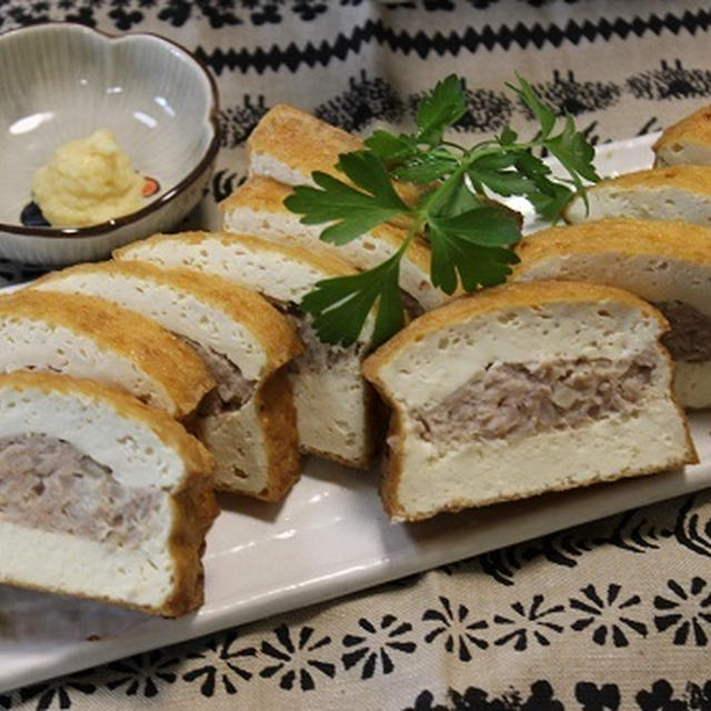 ノンフライヤーで厚揚げの肉詰焼き【作り置き・お弁当・節約・時短】