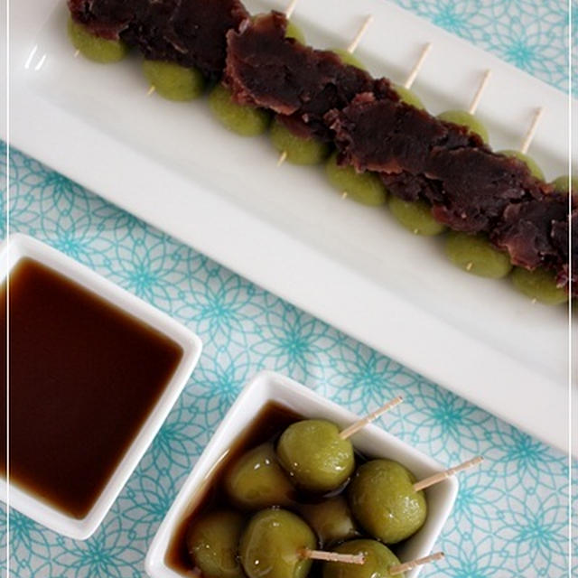 抹茶風味のあん団子とみたらし団子