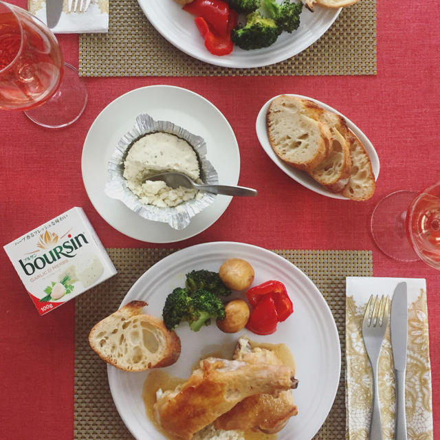 ブルサンレシピリレー4品目『鶏もも肉のビネガー煮、ブルサン ガーリック＆ハーブ添え』