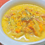 スパイスで減塩！野菜の甘みでやさしい〜豆乳かぼちゃスープ。