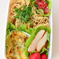 ５月１８日　水曜日　香菜風味のチーズココット＆たらこスパゲッティ