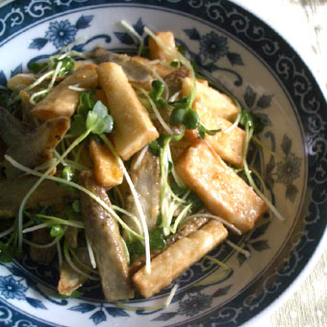 揚げごぼうと大和芋の香味ゆず胡椒和え