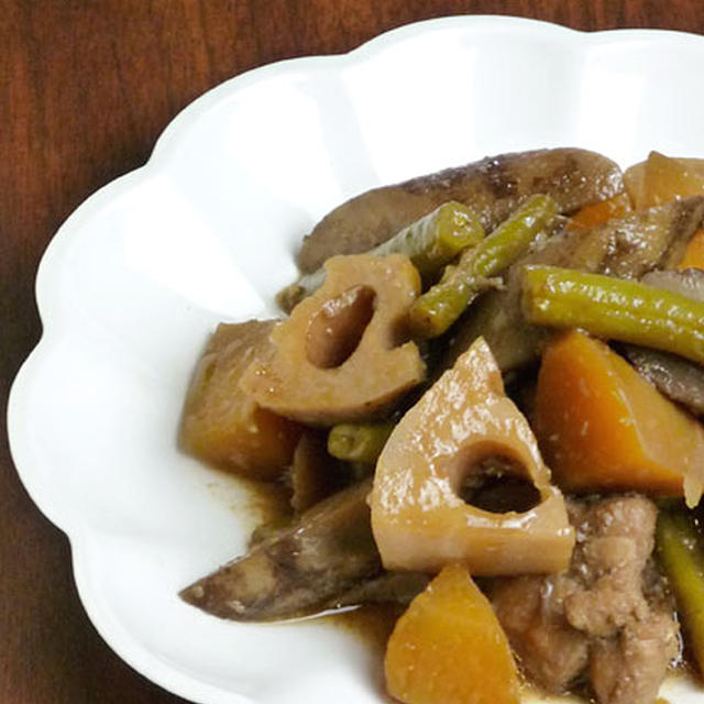 オリーブ油で筑前煮・山椒風味