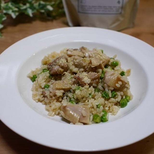 鶏肉とグリンピースのリゾット