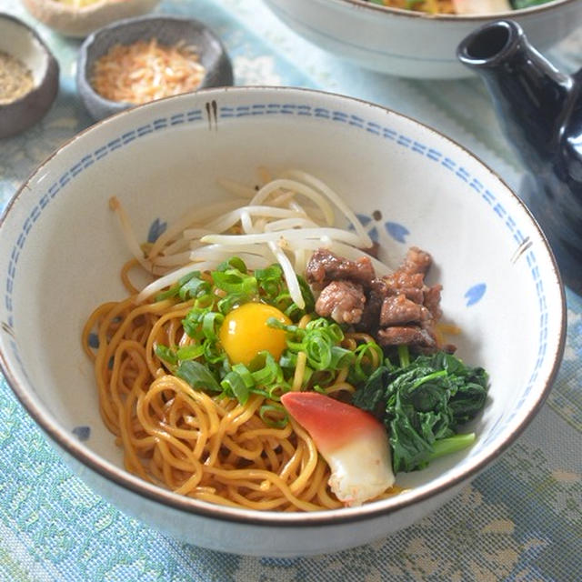 なま醤油ラーメン(市販品)で油そば作ってみた♪