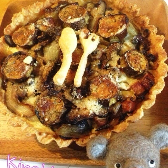 冷凍パイシートで簡単☆ナスときのこのキッシュ