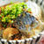 サバ缶とナスの煮魚汁かけご飯