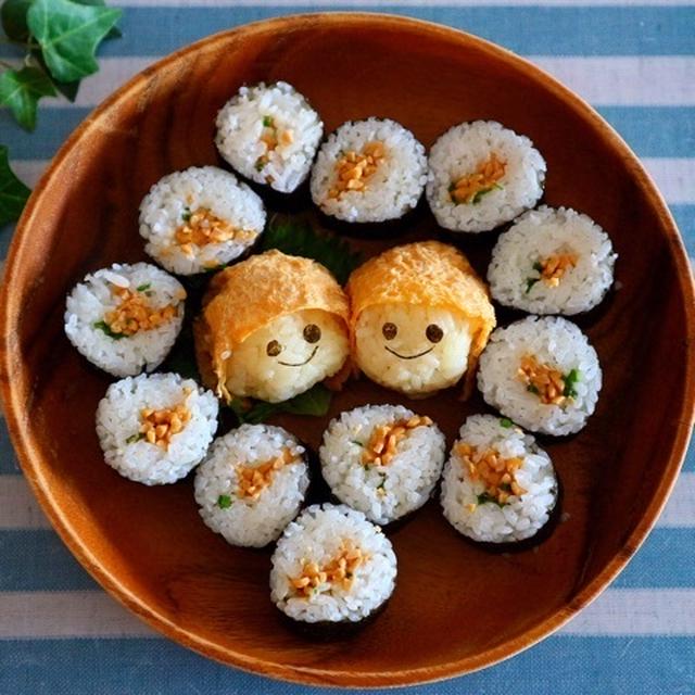 デコいなり寿司ちゃん＊納豆巻きで朝ごはん