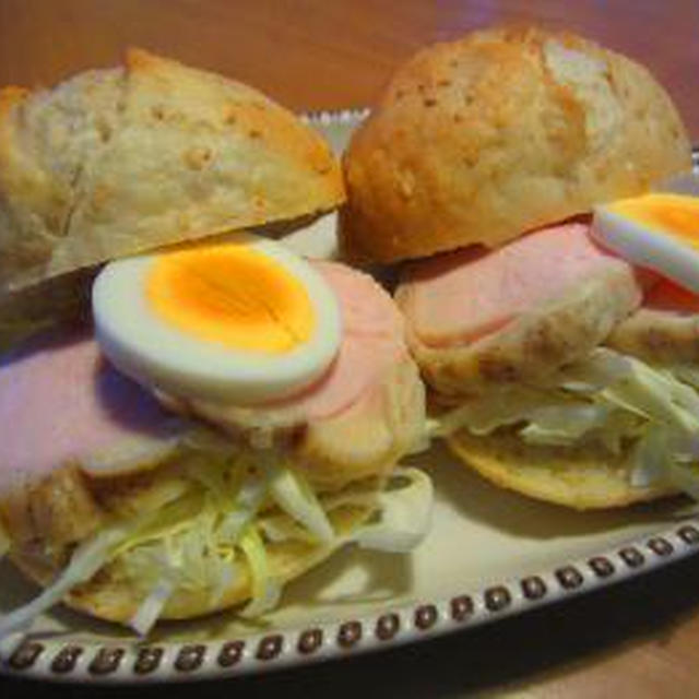 白ｺﾞﾏﾌﾗﾝｽで鶏ﾊﾑｻﾝﾄﾞ♪ｸﾘﾁゆずｼﾞｬﾑｻﾝﾄﾞ♪