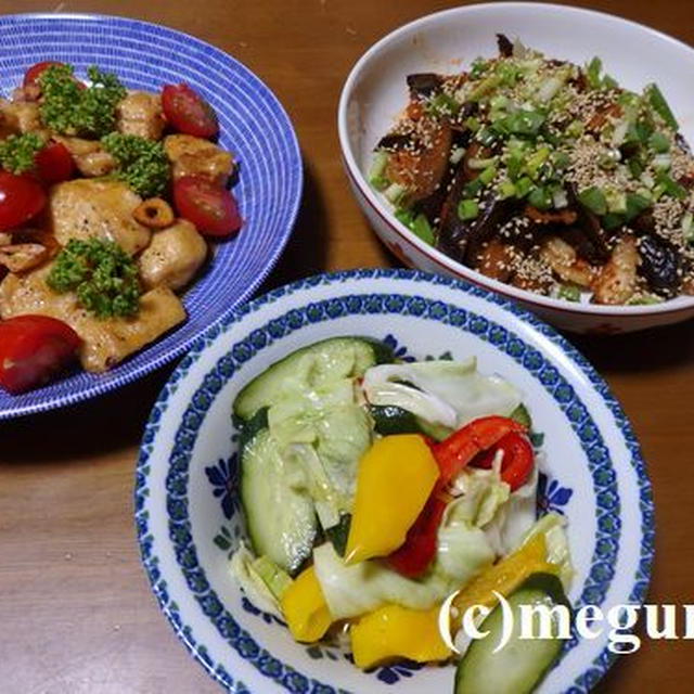 鶏むね肉のポン酢ソテーの夕食