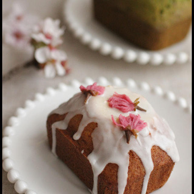 お花見にも♪ホットケーキミックスで簡単！サクラと抹茶のパウンドケーキとラッピング