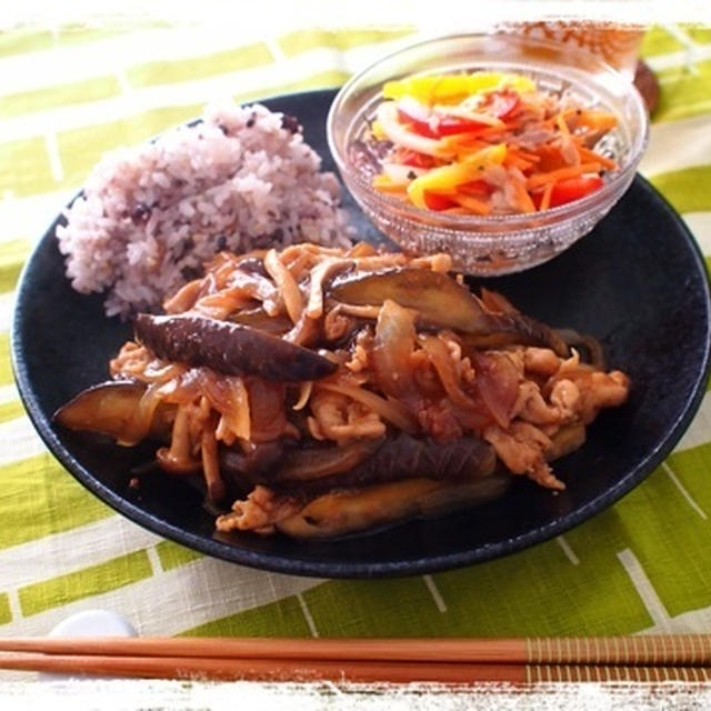 ☆ランチ 豚肉と茄子の韓国風生姜焼き☆