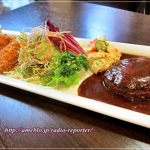 ハンバーグ＆牡蠣フライのワンプレートランチ☆シバザキ