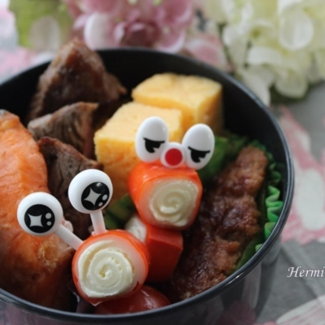 DK君のお弁当＠夕べ食べられなかった『ステーキ』入り♪